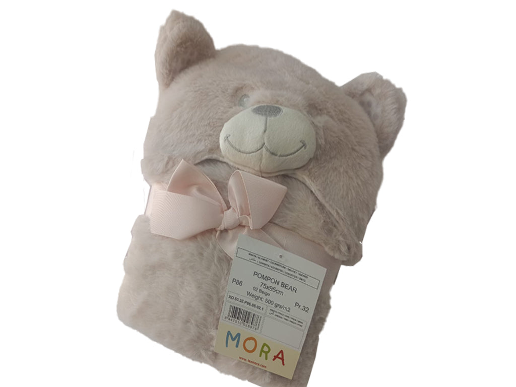 MORA BABY POMPON BEAR BLANKET Model P86