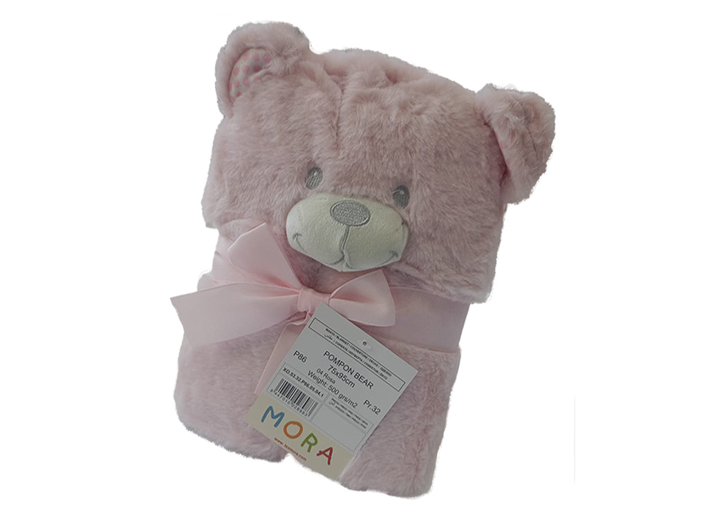 MORA BABY POMPON BEAR BLANKET Model P86