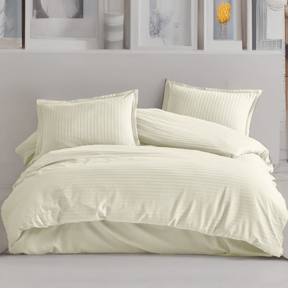Plain Striped Quilt + Pillowcases